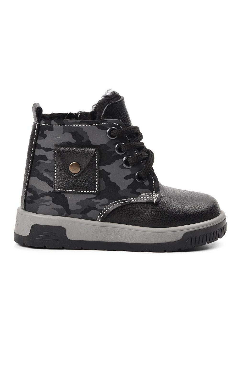 Black Camouflage Shearling Boy's Boots 2301003-B