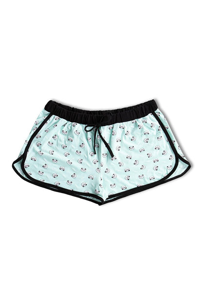 Cotton Patterned Women's Mini Shorts with Piping