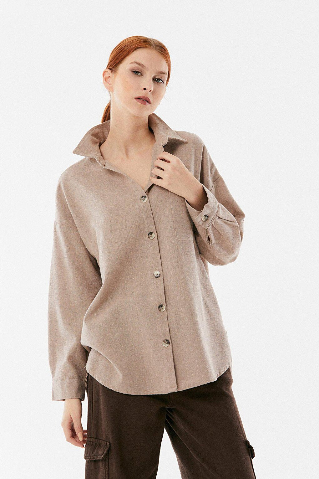 Single Pocket Casual Linen Shirt