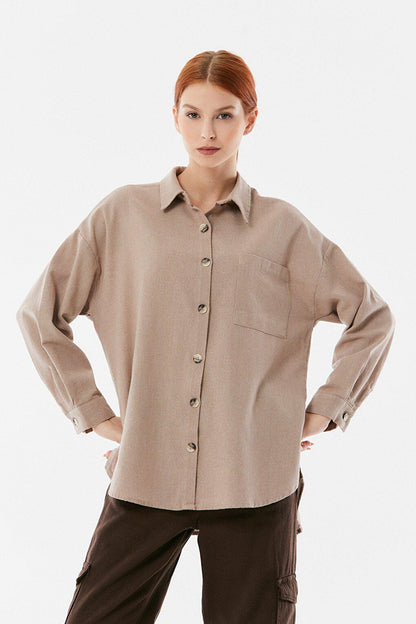 Single Pocket Casual Linen Shirt