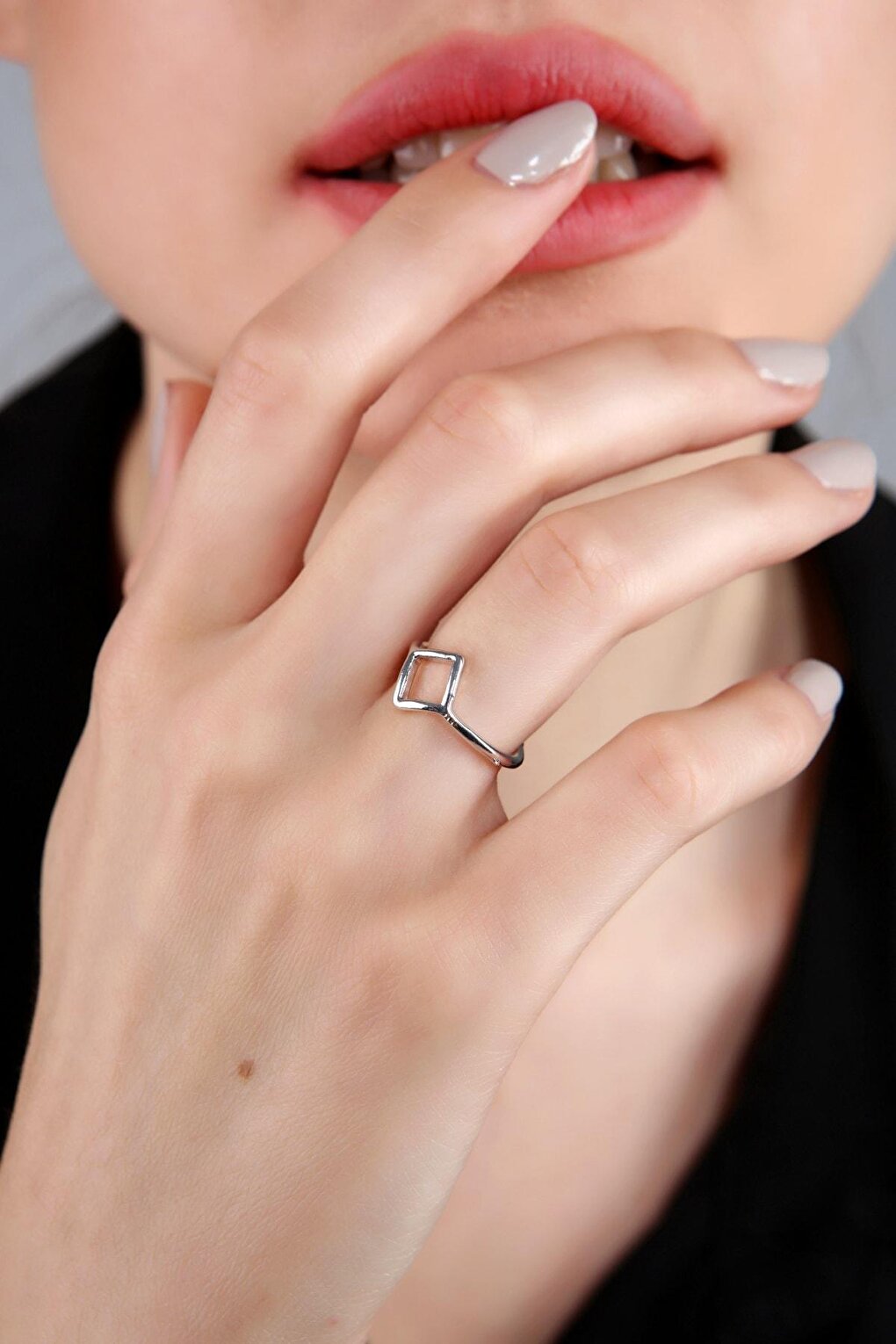 Women's Silver Plated Thin Triangle Ring(adjustable)