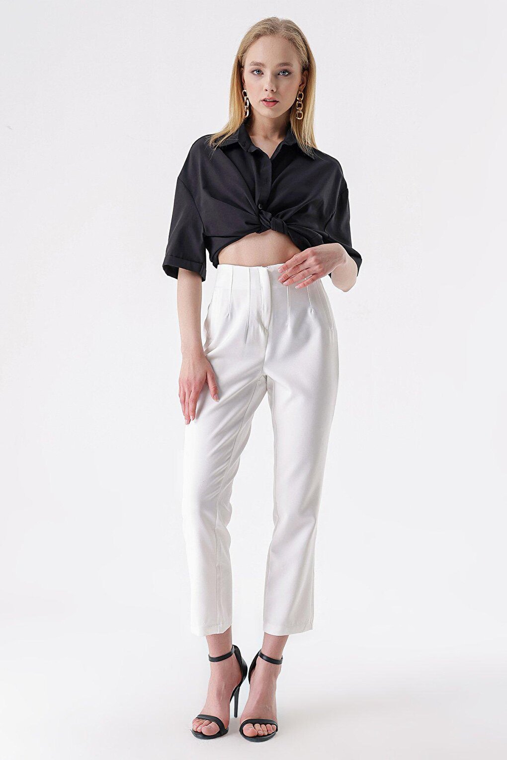 High Waist Double Dart Trousers