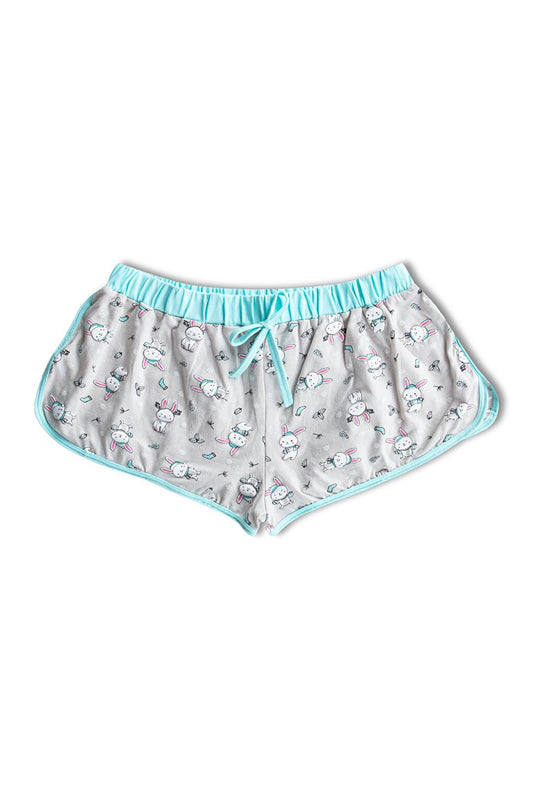 Cotton Patterned Women's Mini Shorts with Piping