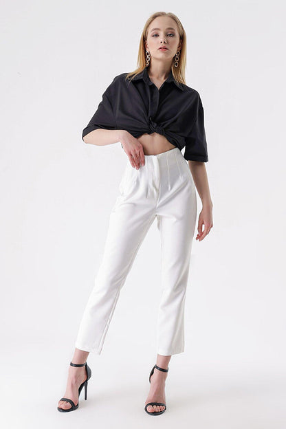 High Waist Double Dart Trousers