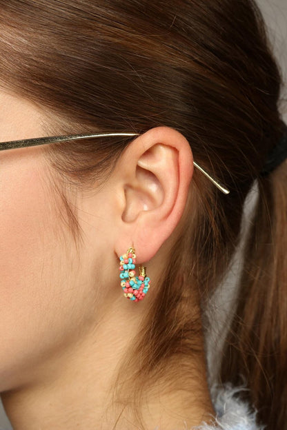 Blue Pink Yellow 2-Piece Bead Earrings