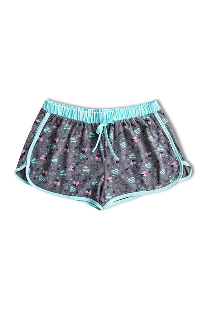 Cotton Patterned Women's Mini Shorts with Piping