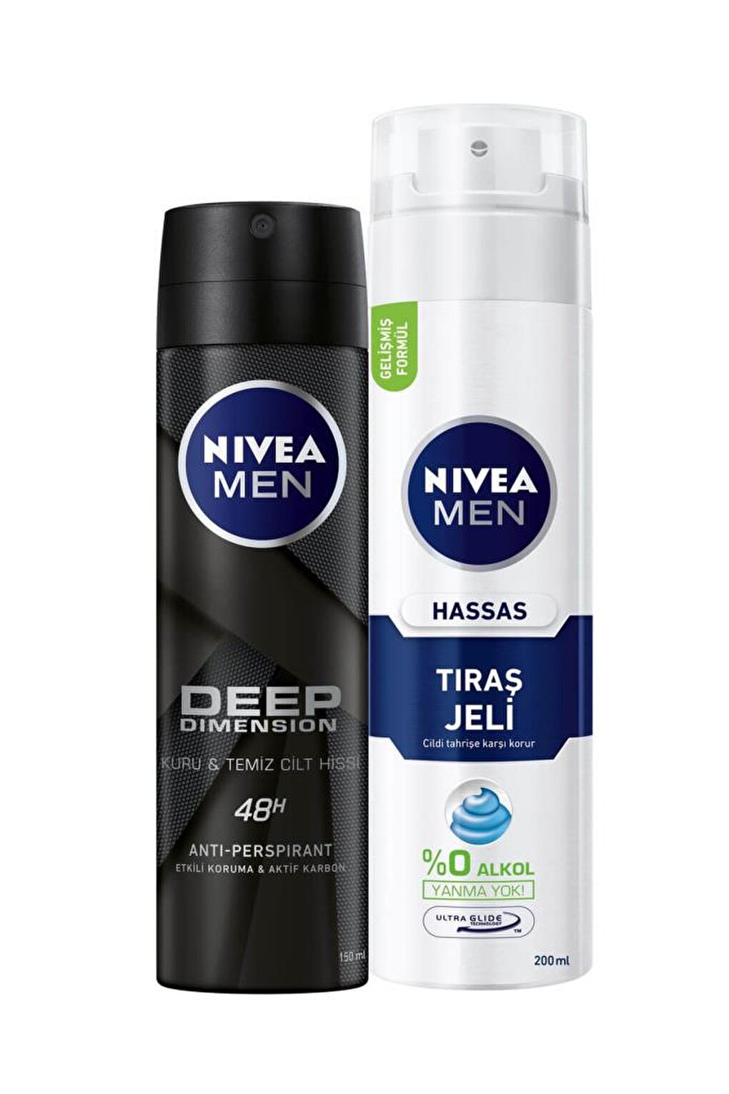 Deep Dimension Men's Spray Deodorant 150 ml + Shaving Gel 200 ml for Sensitive Skin Set of 2