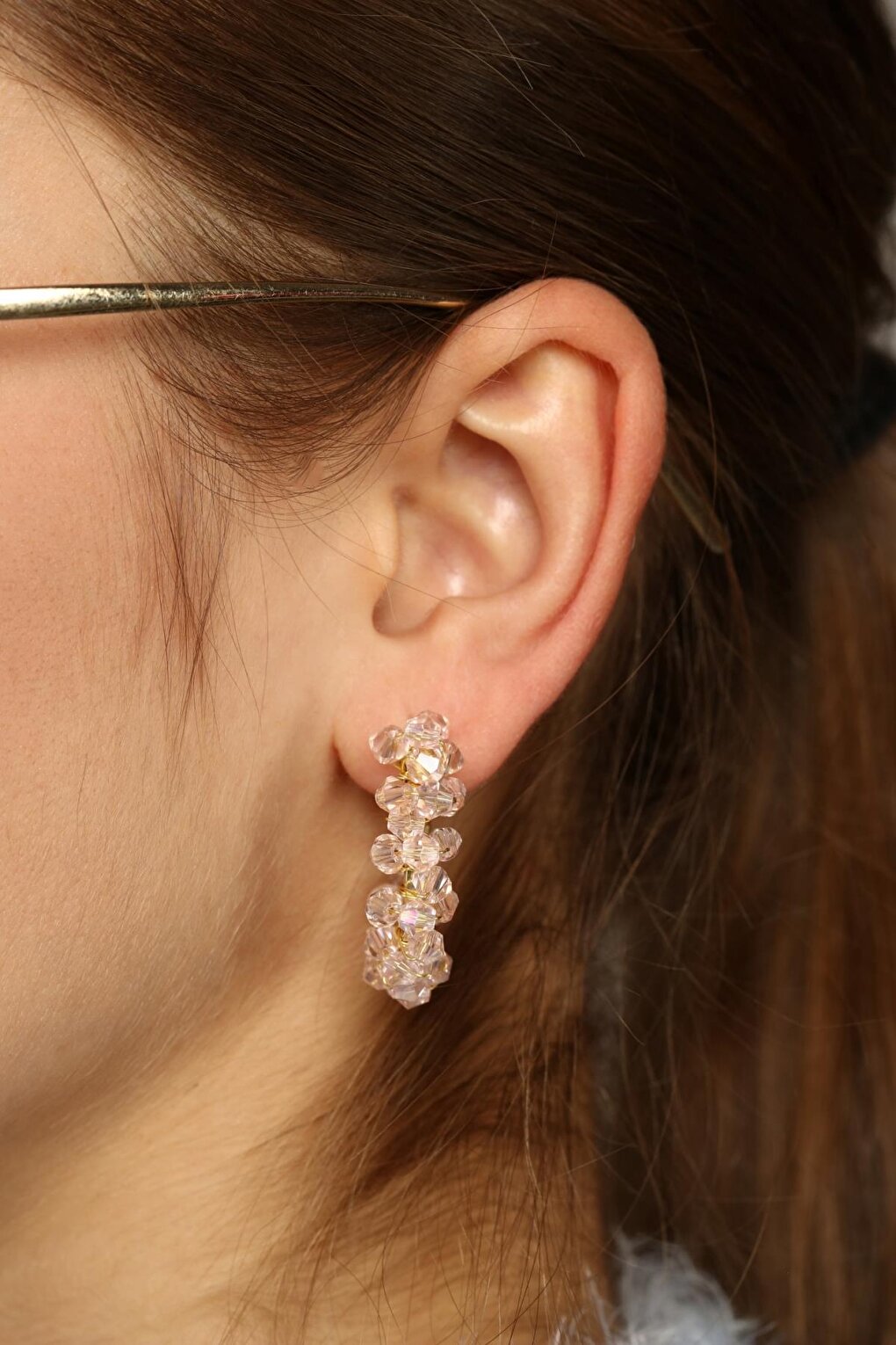 Powder Color 2-Piece Crystal Earrings