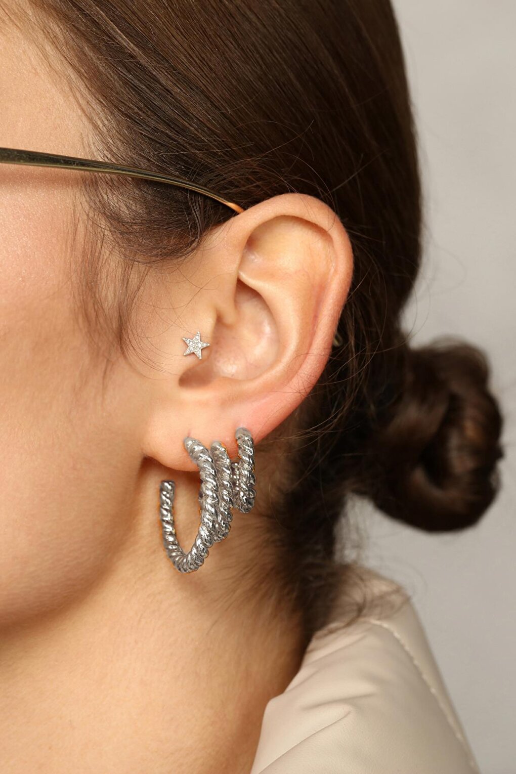 Women's Silver 3-Piece Stud Earring Set