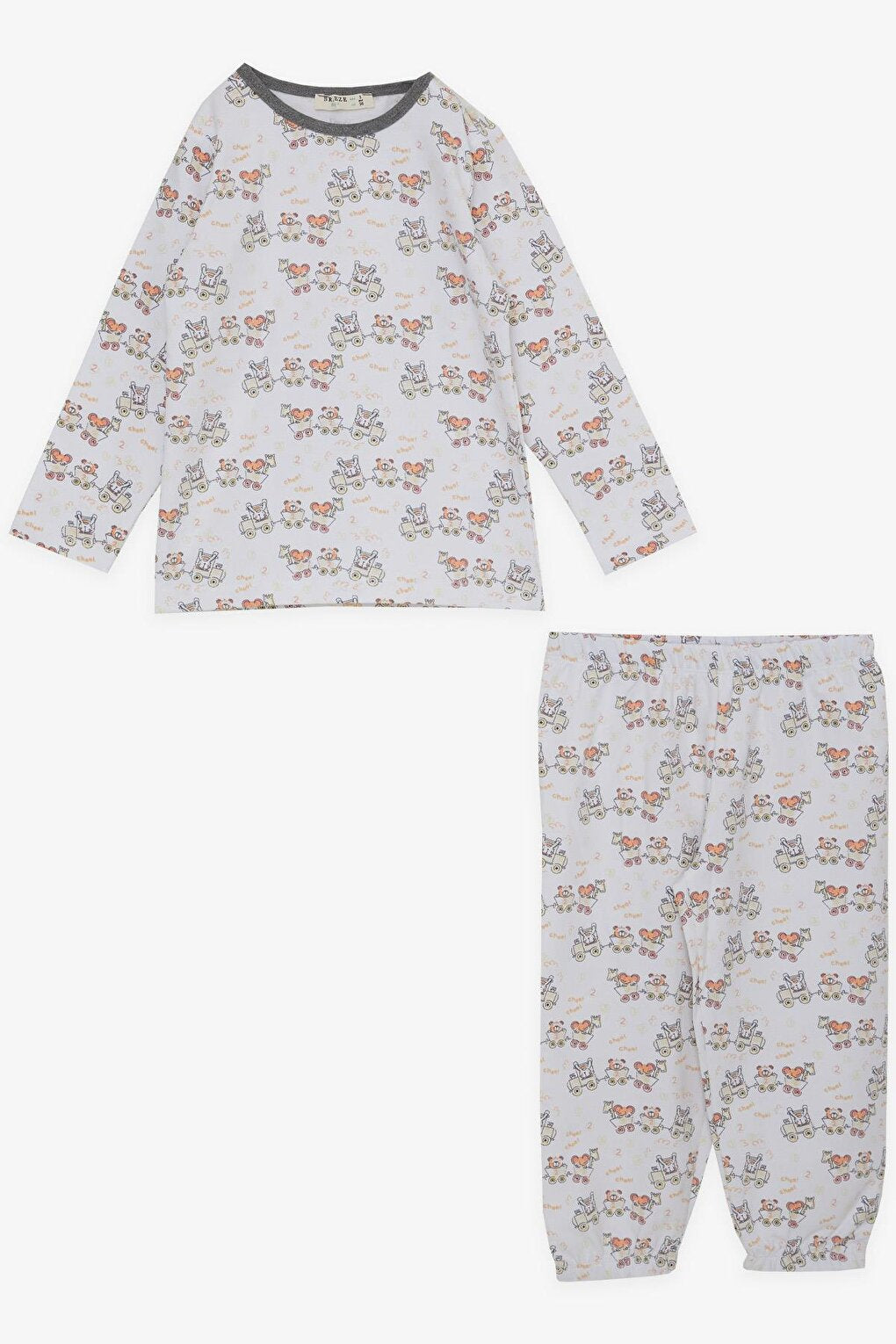 Boy's Pajama Set Cool Fun Animals Patterned Ecru (Age 1-4)