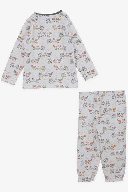 Boy's Pajama Set Cool Fun Animals Patterned Ecru (Age 1-4)