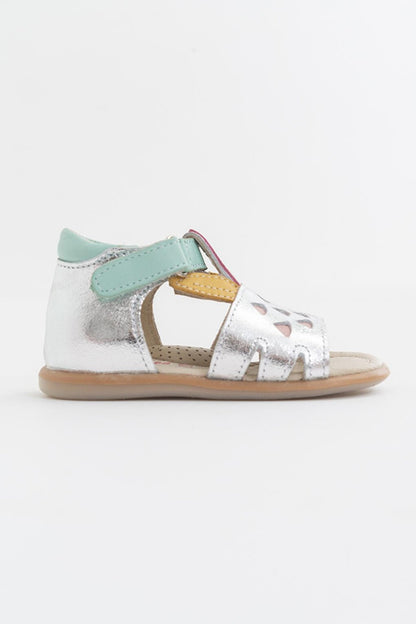 Girl's Silver Leather healthy Supported Sandals