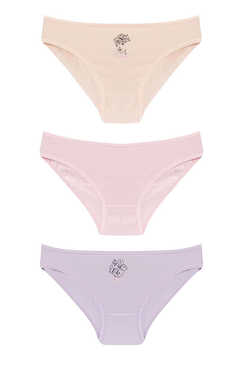 Women's Lilac SIMPLE 3-Piece Panties 206