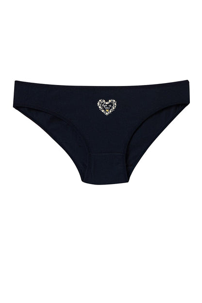 Women's Navy Blue HEART DAISY 3-Piece Panties 213