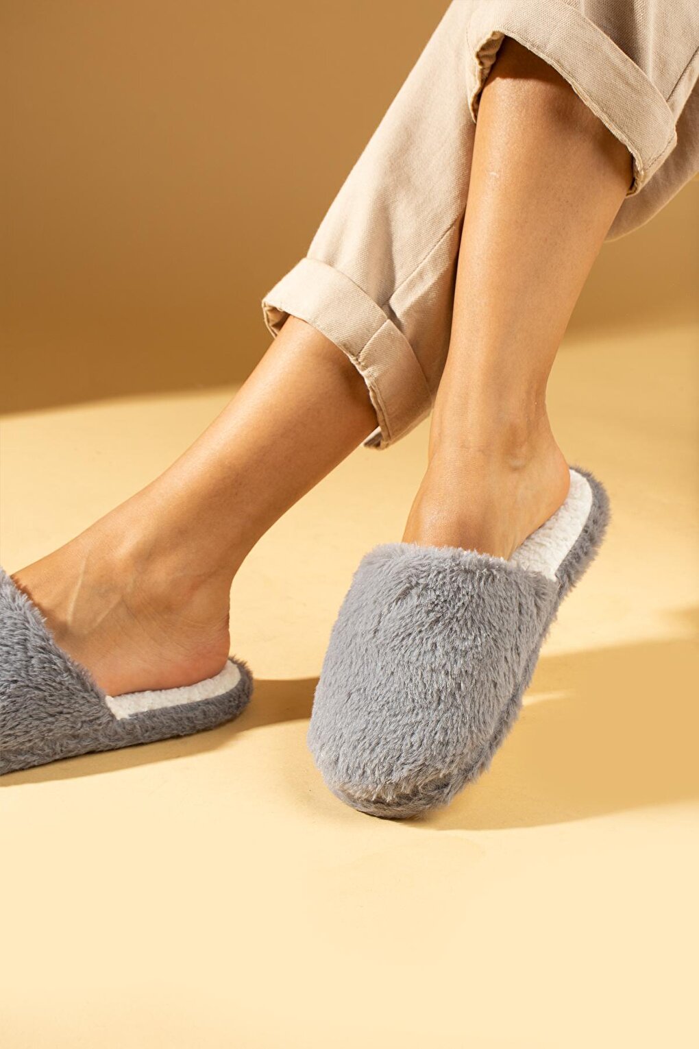 Flexible Sole Inside Out Plush Fleece Women Home Slippers CK-360-23