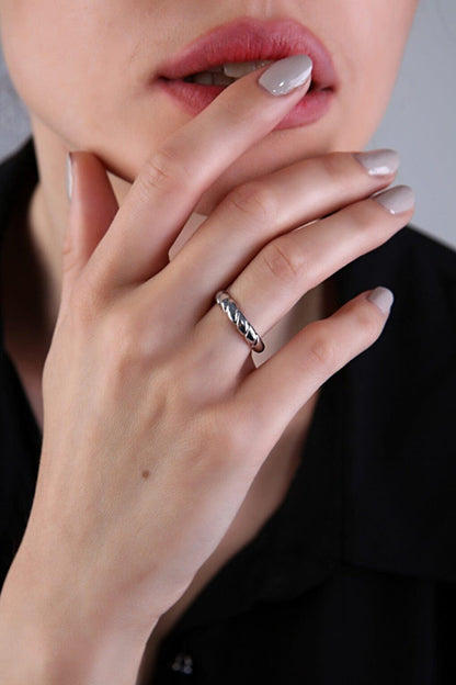 Women's Silver Plated Thin Burma Ring