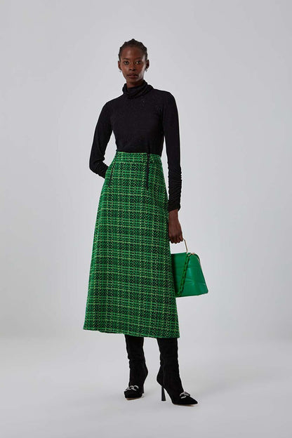 Tweed Textured Green Skirt