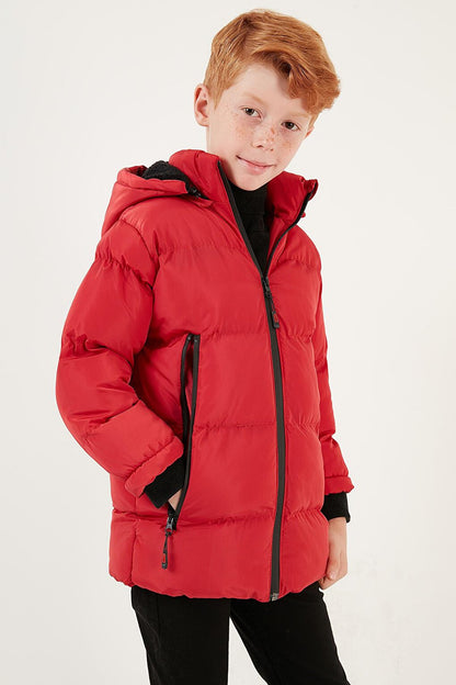 Removable Hooded Puffer Coat with Plush Lining 5763038