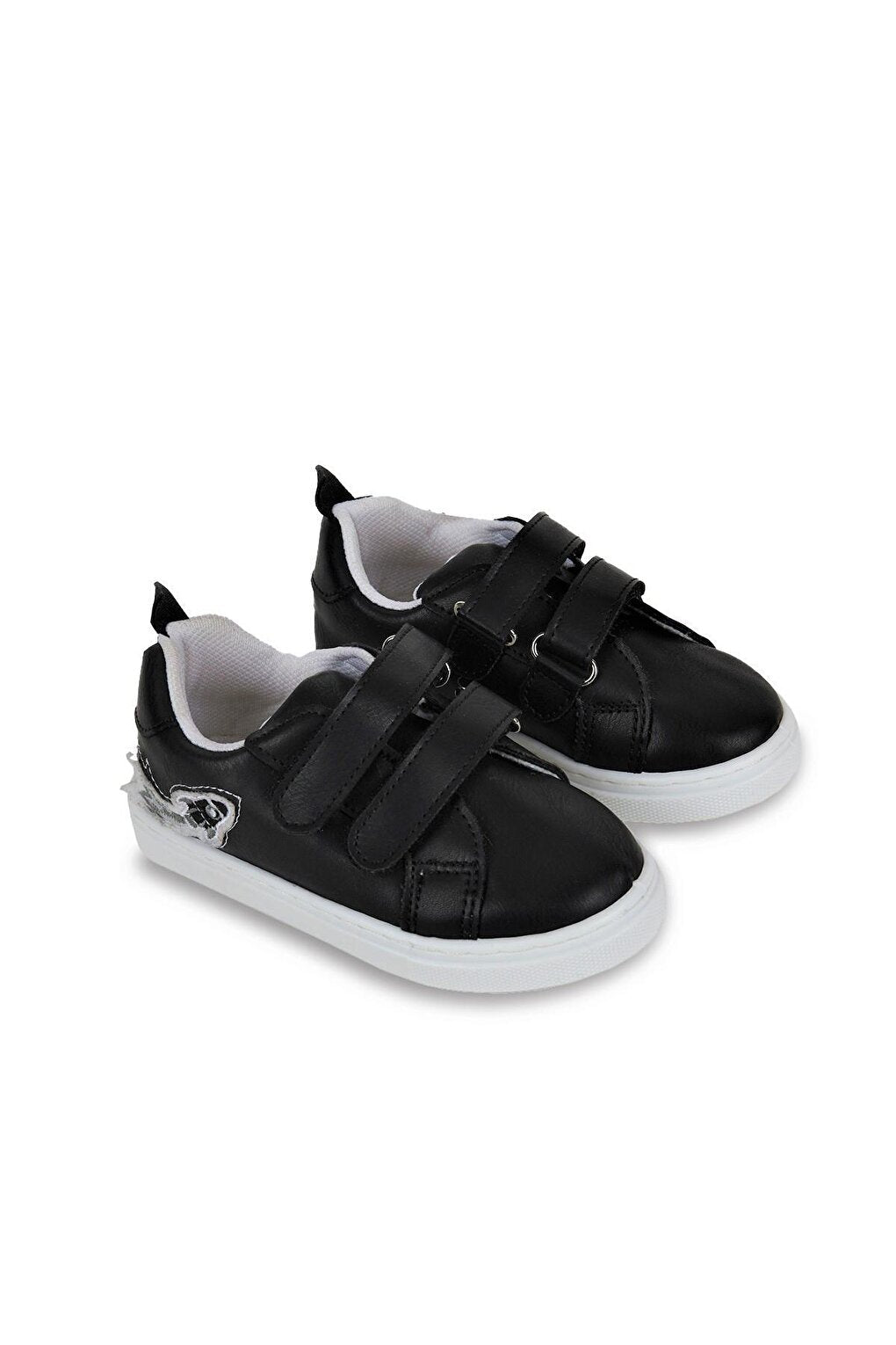 Rocket Embroidered Velcro Black Boy's Casual Sports Shoes-S-1002