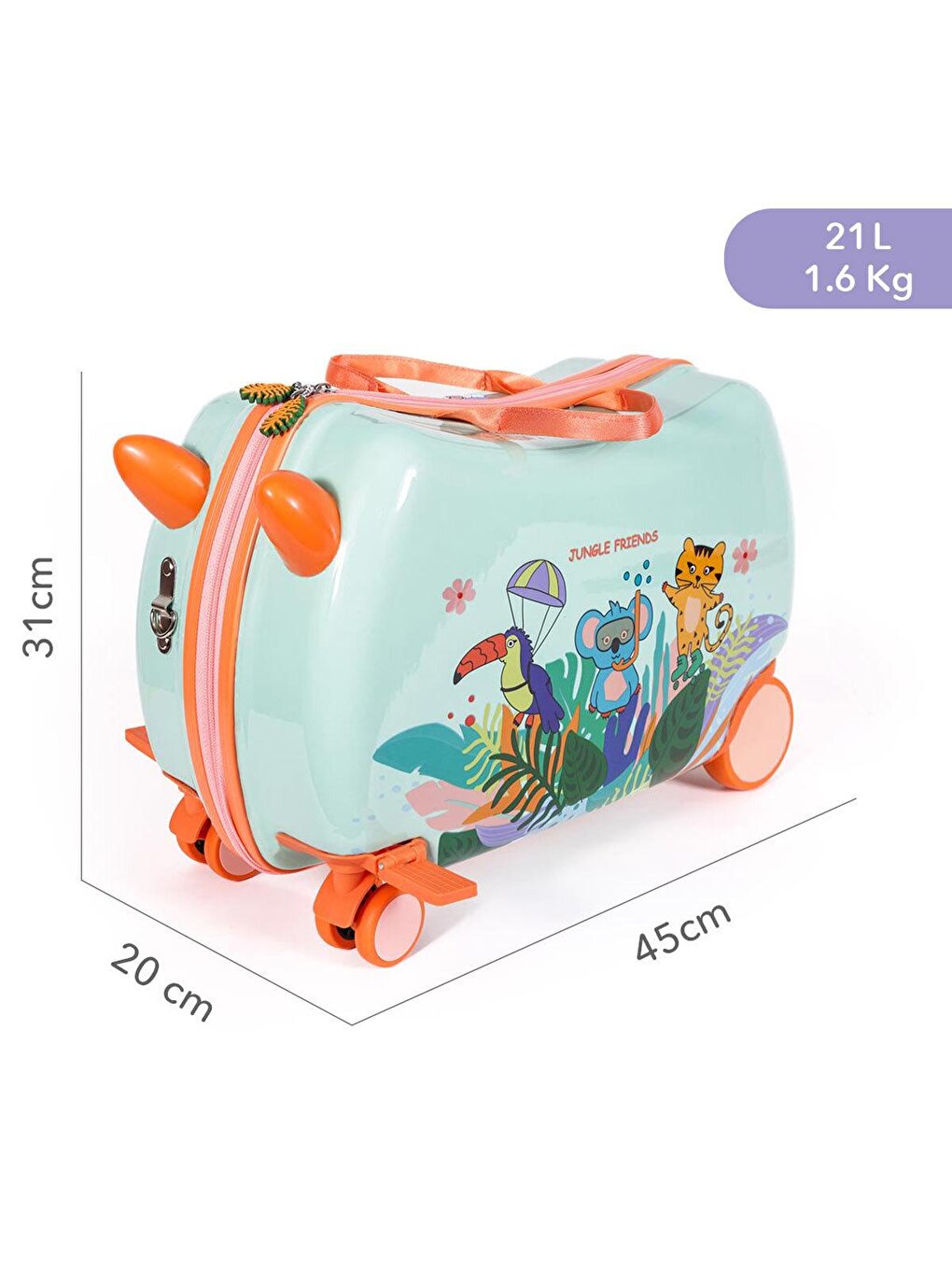 Rideable Children's Suitcase Jungle Friends