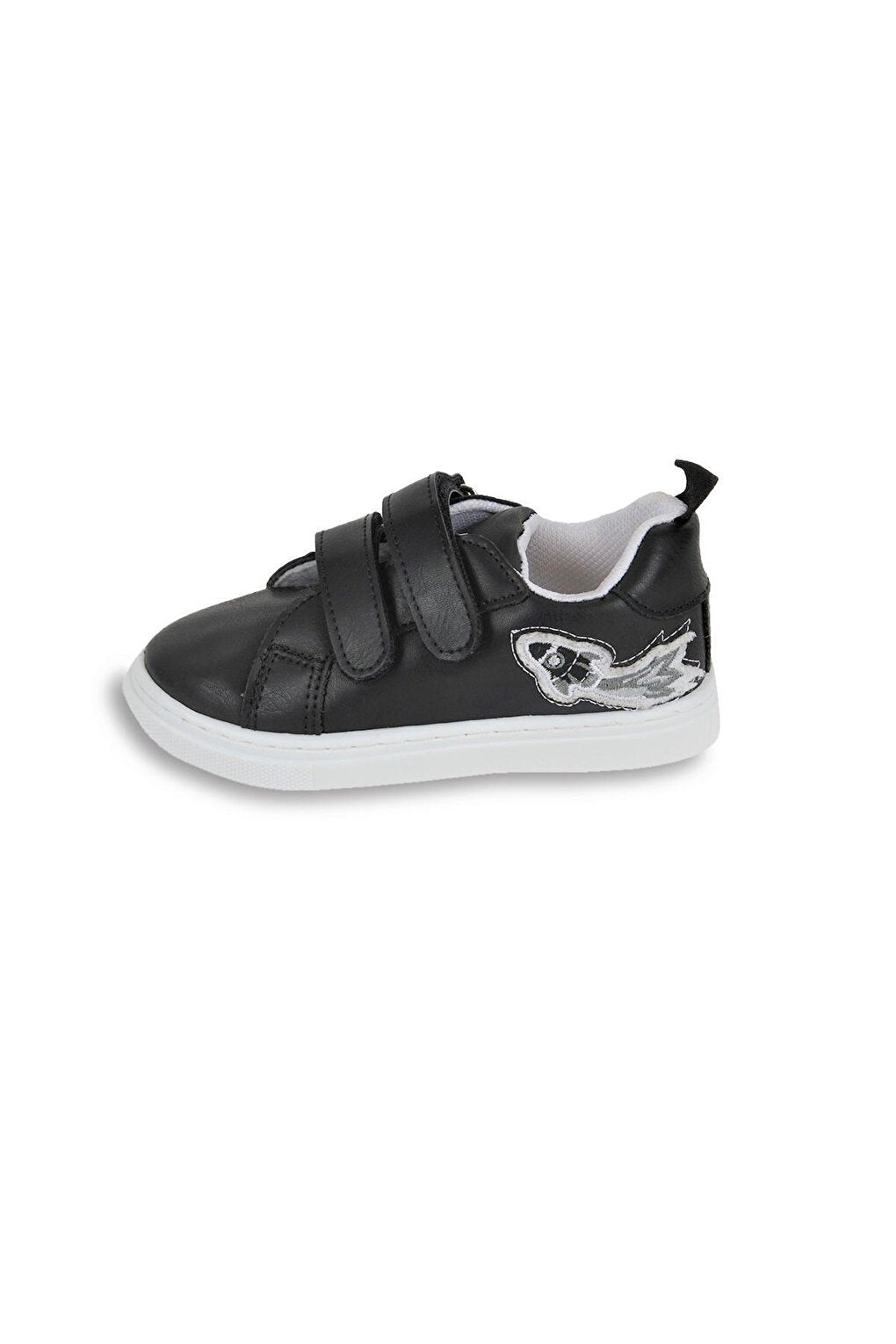 Rocket Embroidered Velcro Black Boy's Casual Sports Shoes-S-1002