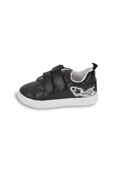 Rocket Embroidered Velcro Black Boy's Casual Sports Shoes-S-1002