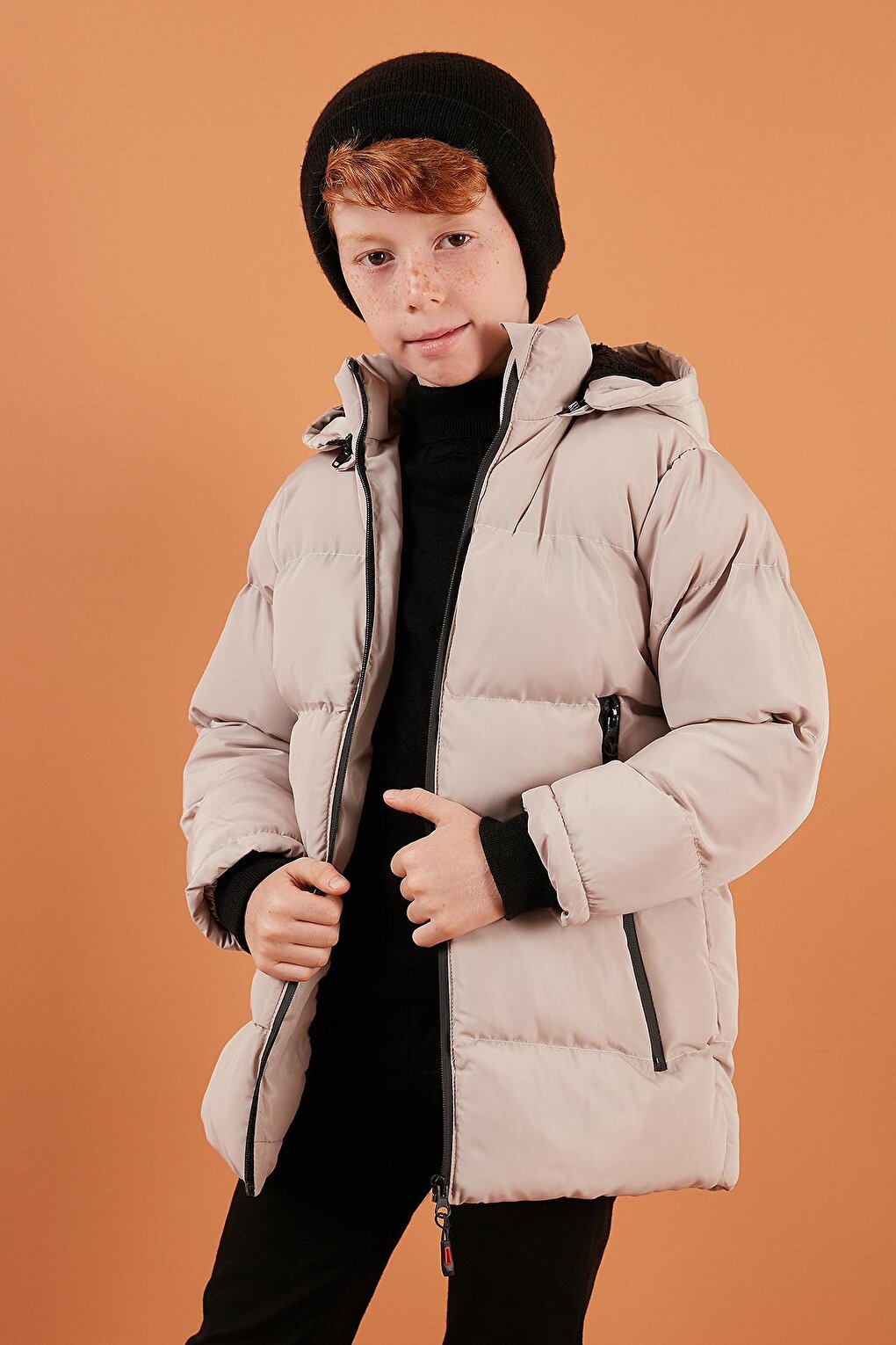 Inflatable Coat with Plush Lining Inside and Removable Hood 5763038