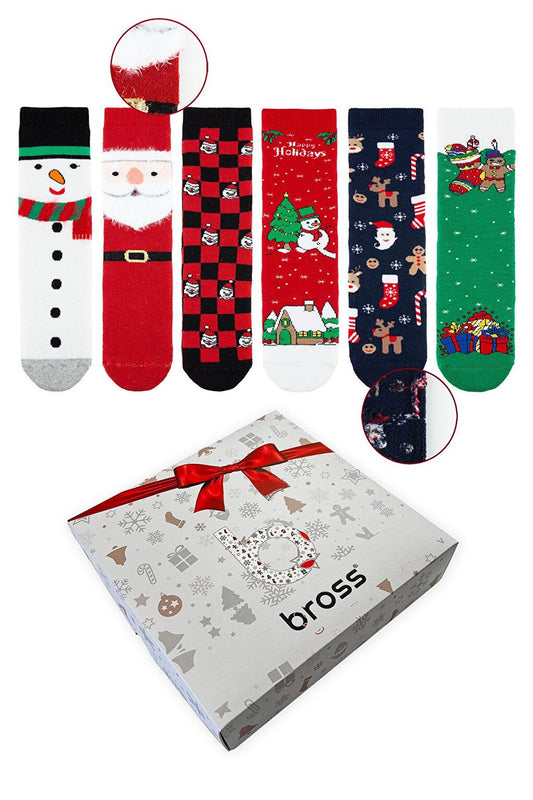 New Year's Boxed Towel Children's 6-Piece Socks