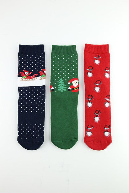 New Year's Patterned Red Towel Children's Socket Socks