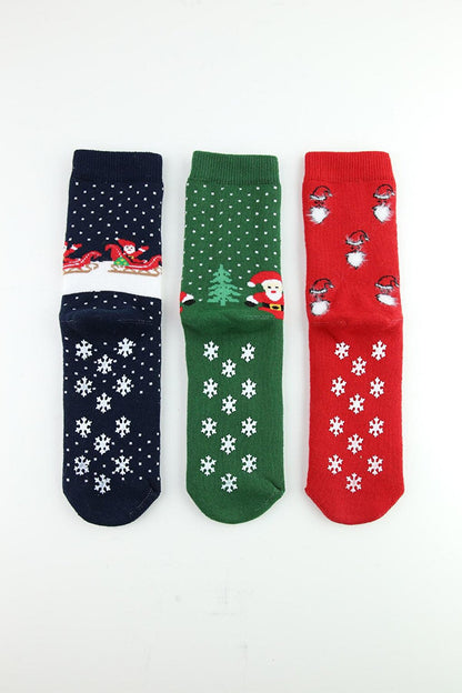 New Year's Patterned Red Towel Children's Socket Socks