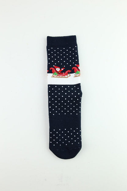 New Year's Patterned Red Towel Children's Socket Socks