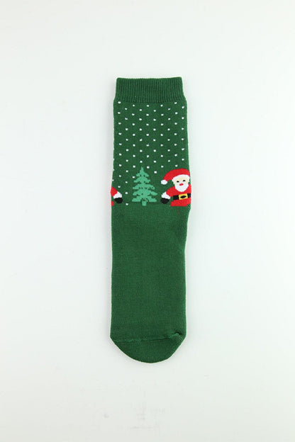 New Year's Patterned Red Towel Children's Socket Socks