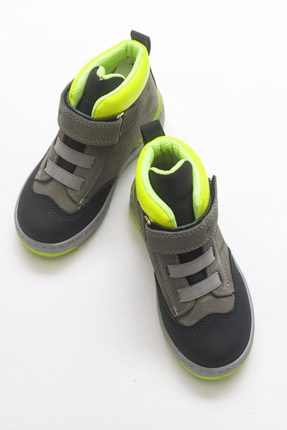 Boy's Gray Genuine Leather Anatomical Sneaker Boots