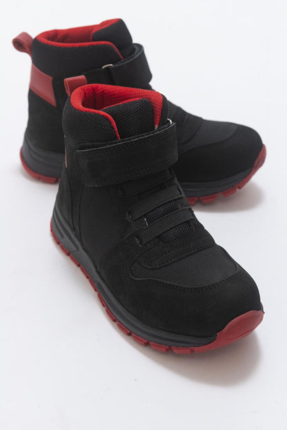 Boy's Black-Red Genuine Leather Anatomical Daily Boots