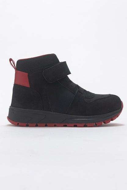 Boy's Black-Red Genuine Leather Anatomical Daily Boots