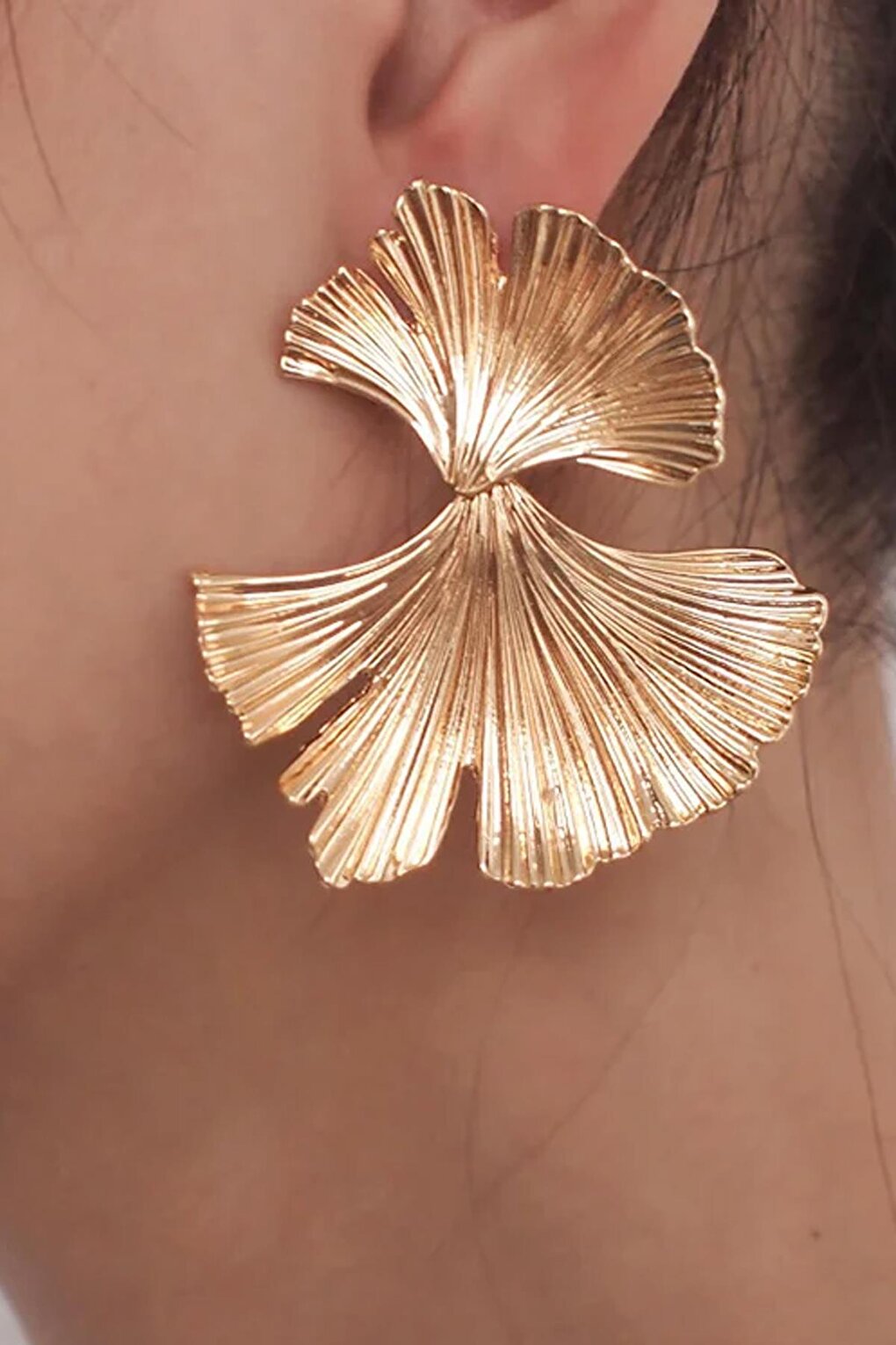 Gold Plated Lotus Flower Earrings