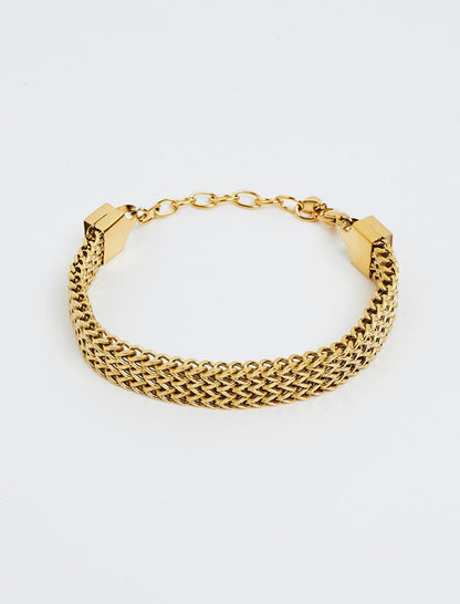 Gold Herringbone Thick Chain Stylish Bracelet