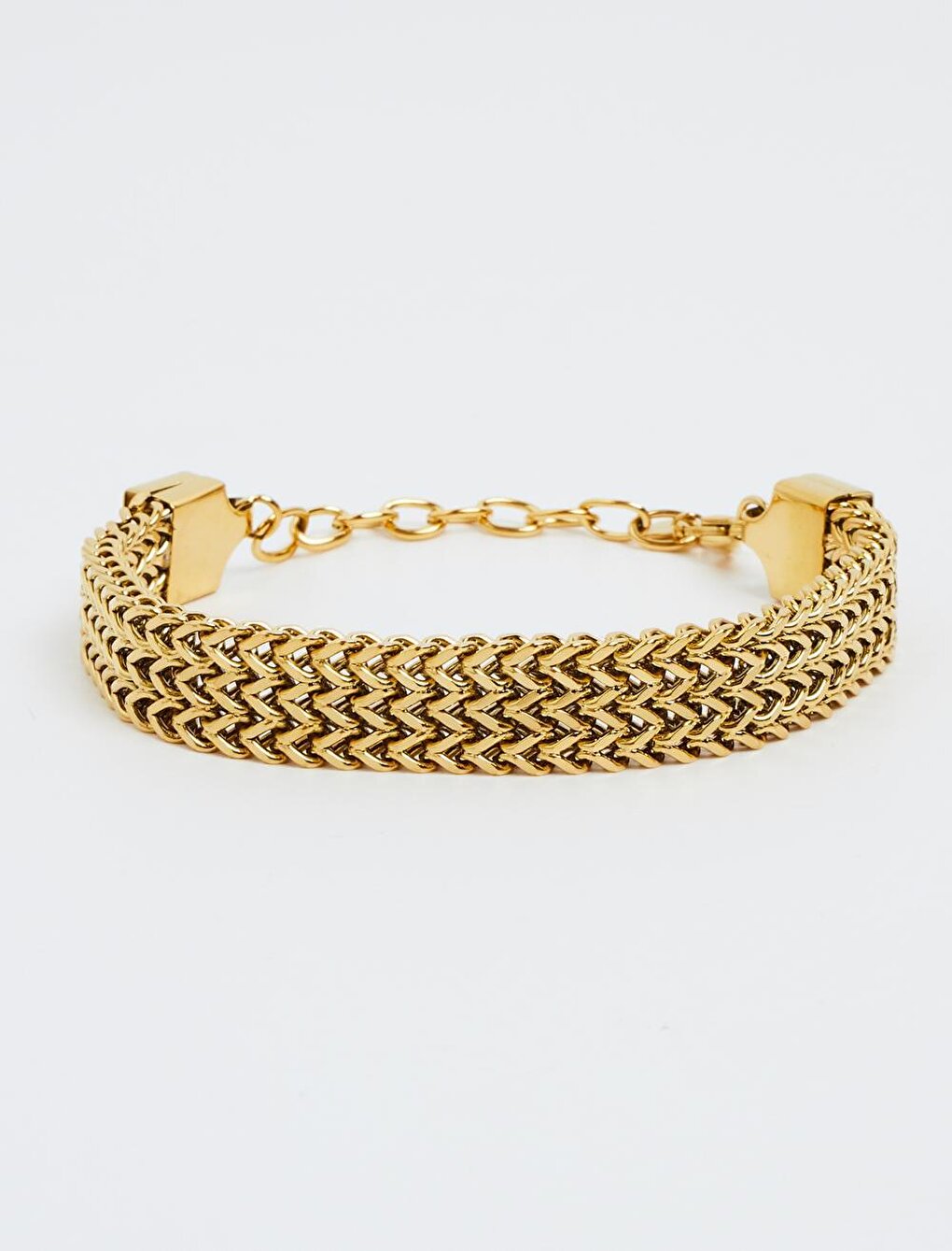 Gold Herringbone Thick Chain Stylish Bracelet