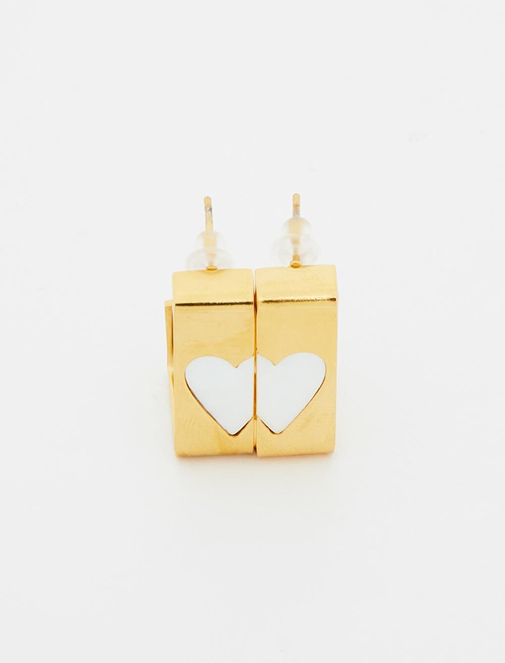 Gold Geometric Figured Heart Earrings