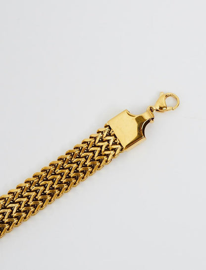 Gold Herringbone Thick Chain Stylish Bracelet