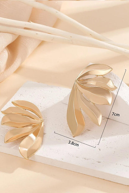 Gold Plated Stud Earrings with Leaf Detail