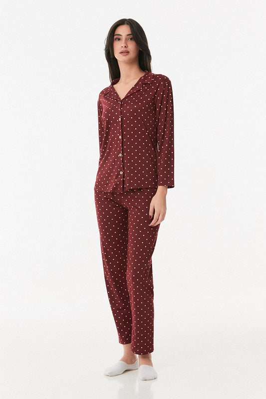 Polka Dot Buttoned Pajama Set