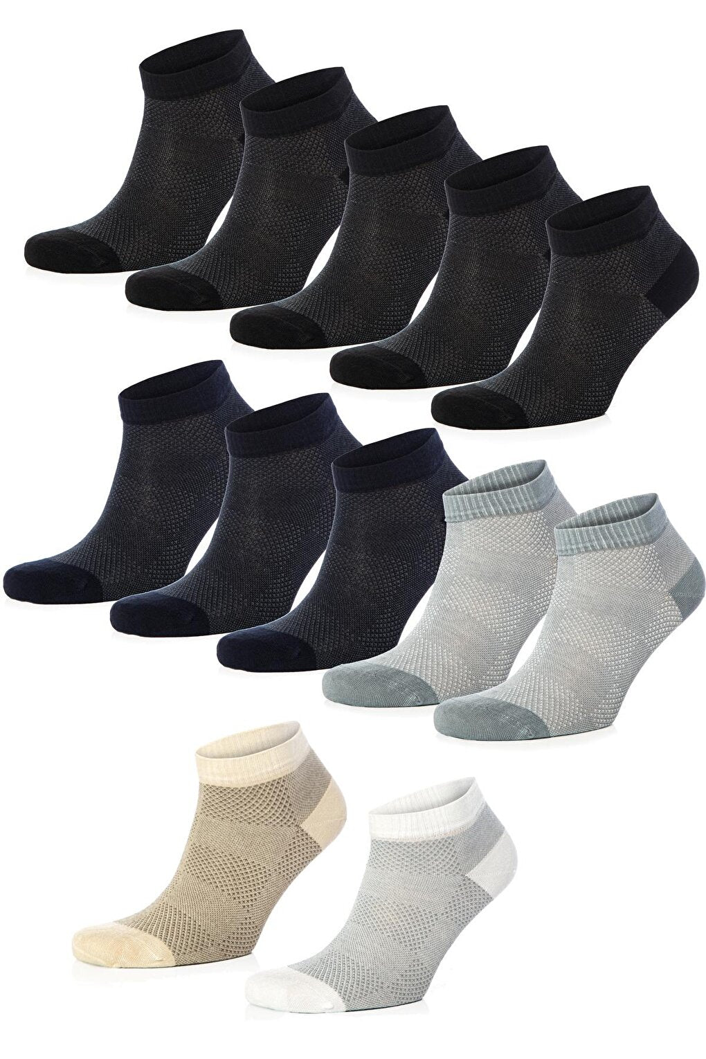 Bamboo Men's Booties Socks Mixed Color 12 pcs 10515