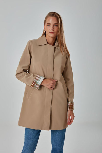 Beige Trench Coat with Garnish Inside