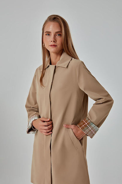 Beige Trench Coat with Garnish Inside