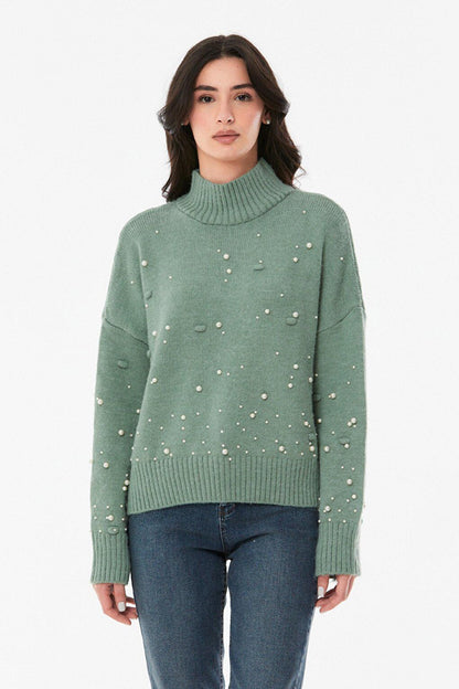 Pearl Detailed Loose Knitwear Sweater