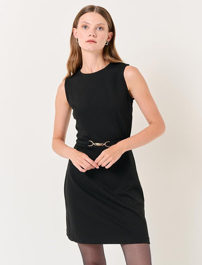 Black Crew Neck Sleeveless Stylish Mini Dress