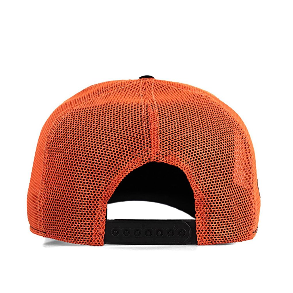 V1 Trucker See You Later Never - Unisex Black-Orange Hat (Cap) with 2 Code Logo