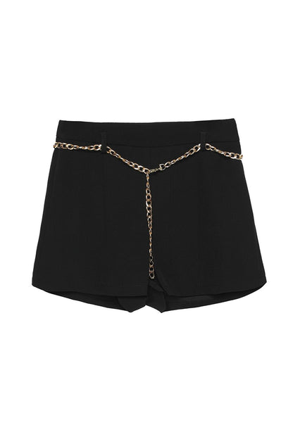 Chain Belt Shorts Black