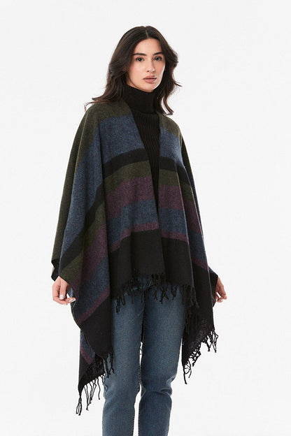 Plaid Patterned Soft Textured Poncho